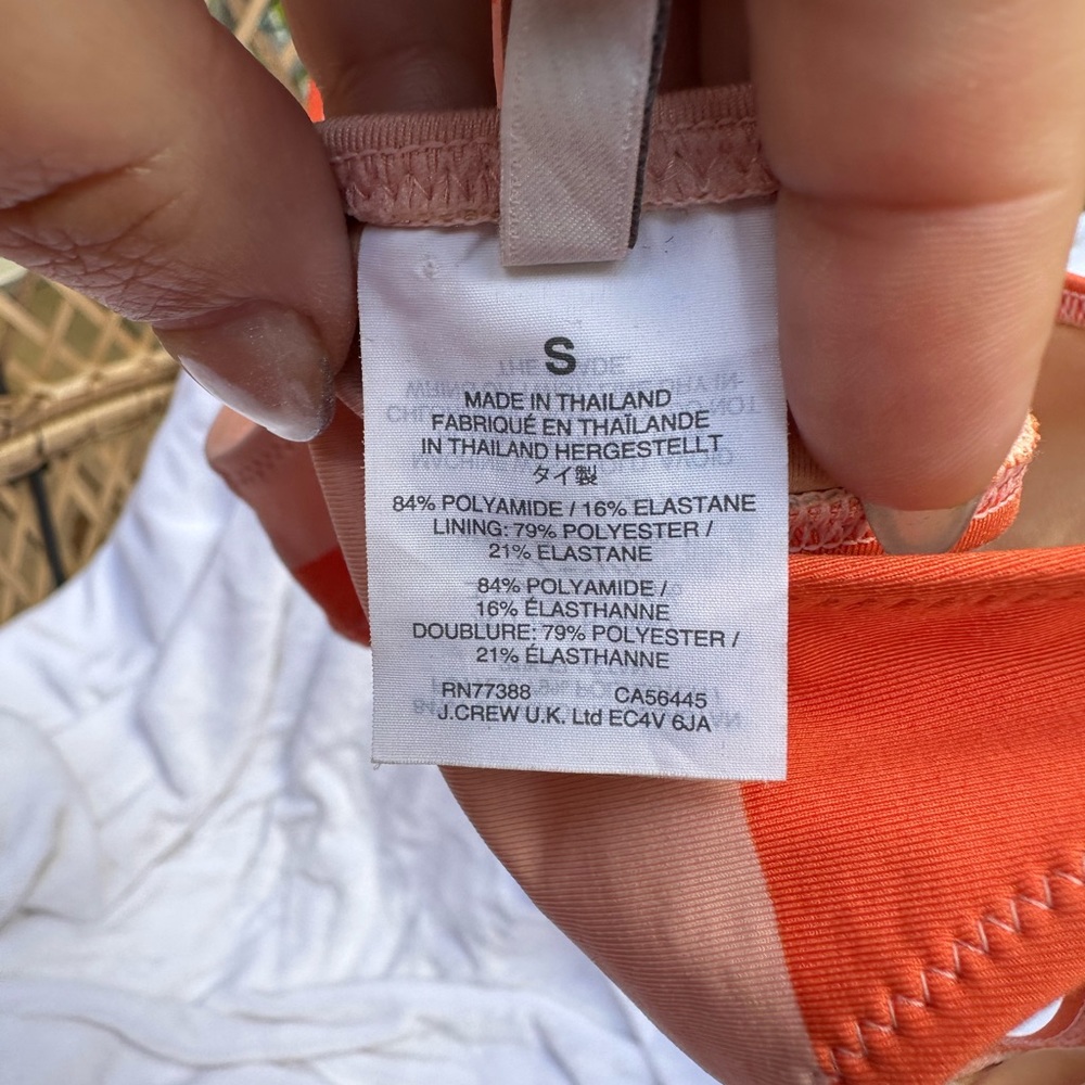 J Crew Playa tie strap bikini top in peach orange. Size small - Picture 6 of 6